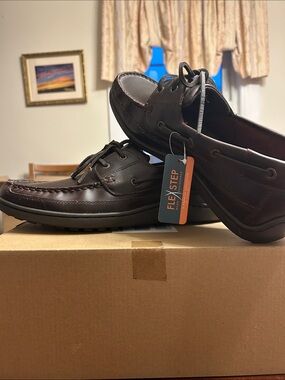 Men's Dark Brown Leather Boat Shoes Size 11.5W -NWT